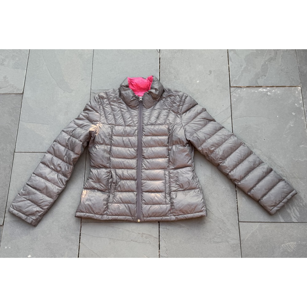 Bernardo Womens Packable Down Jacket Gray and Pink Size‎ M
